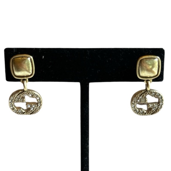 Gucci Gold Drop Square GG Earrings - Picture 2 of 4